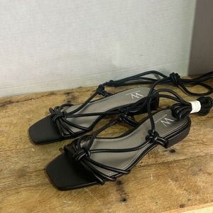 Worthington Womens Black Lace-up Strappy Flat Diana Sandals‎ Size 7.5